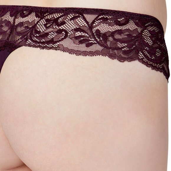 Set of 3! Thongs Large Panties Bramour Tribeca L FITS 29-30" Lace Brief Burgundy - Picture 14 of 16